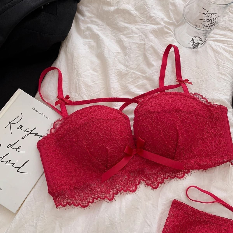 Pure Desire Čipkasti set grudnjaka za žene s malim grudima, push-up, bez žice, Palm Cup, debeli stil