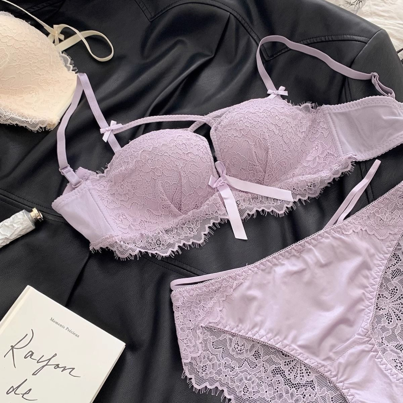 Pure Desire Čipkasti set grudnjaka za žene s malim grudima, push-up, bez žice, Palm Cup, debeli stil