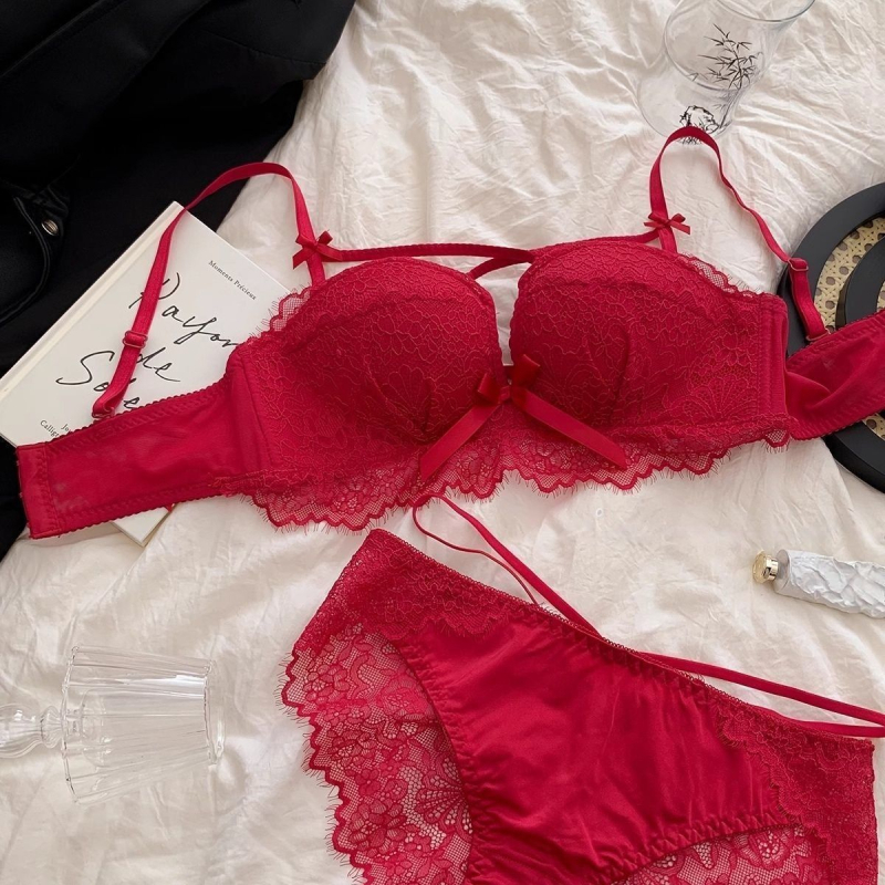 Pure Desire Čipkasti set grudnjaka za žene s malim grudima, push-up, bez žice, Palm Cup, debeli stil