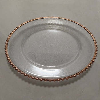 Farfurie decorativă din plastic, o singură utilizare, cu ștampilare la cald, finisaj mat, PS, pentru nunți și evenimente, Ø 20–20,9 cm