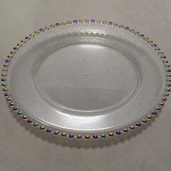 Farfurie decorativă din plastic, o singură utilizare, cu ștampilare la cald, finisaj mat, PS, pentru nunți și evenimente, Ø 20–20,9 cm