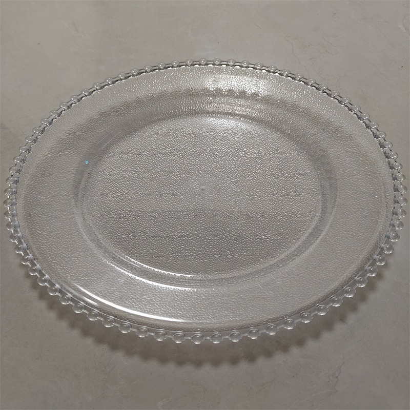 Farfurie decorativă din plastic, o singură utilizare, cu ștampilare la cald, finisaj mat, PS, pentru nunți și evenimente, Ø 20–20,9 cm