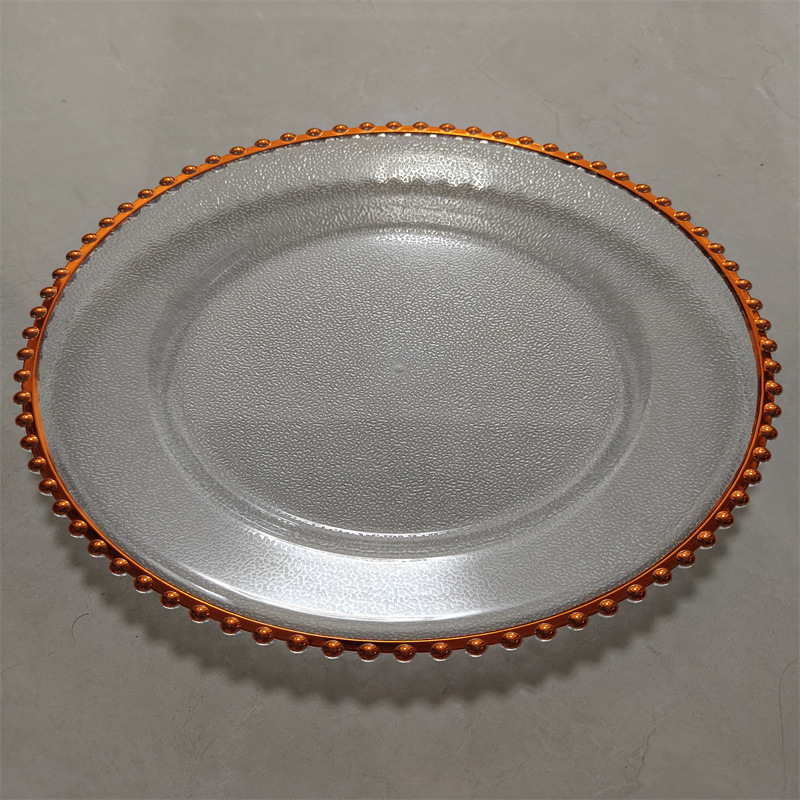 Farfurie decorativă din plastic, o singură utilizare, cu ștampilare la cald, finisaj mat, PS, pentru nunți și evenimente, Ø 20–20,9 cm