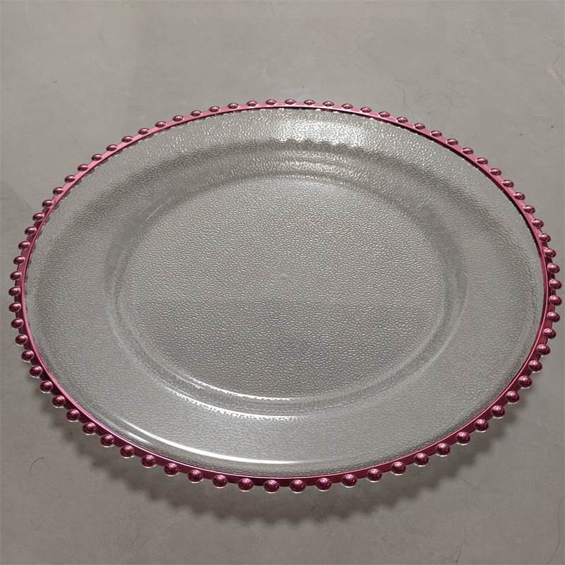 Farfurie decorativă din plastic, o singură utilizare, cu ștampilare la cald, finisaj mat, PS, pentru nunți și evenimente, Ø 20–20,9 cm