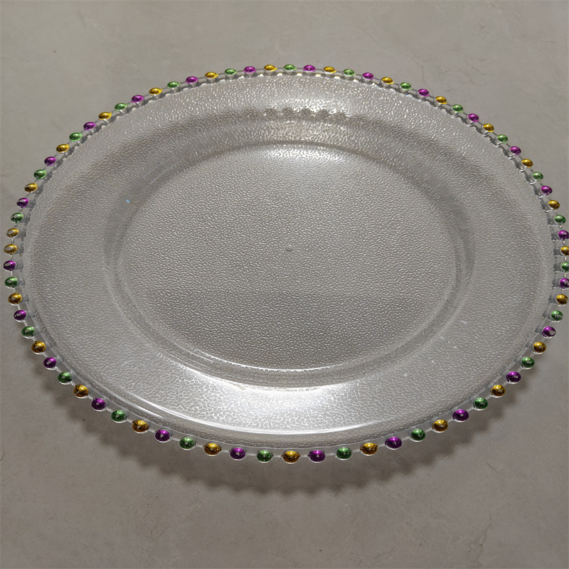 Farfurie decorativă din plastic, o singură utilizare, cu ștampilare la cald, finisaj mat, PS, pentru nunți și evenimente, Ø 20–20,9 cm