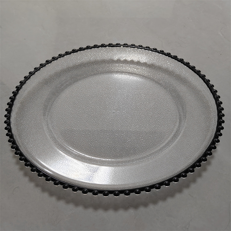 Farfurie decorativă din plastic, o singură utilizare, cu ștampilare la cald, finisaj mat, PS, pentru nunți și evenimente, Ø 20–20,9 cm