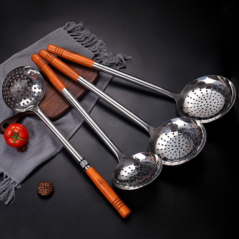Oțel inoxidabil alimentar: lingură de gătit cu sită din plasă, lingură pentru tăiței, spatulă mare, lingură de filtrare, groasă și durabilă