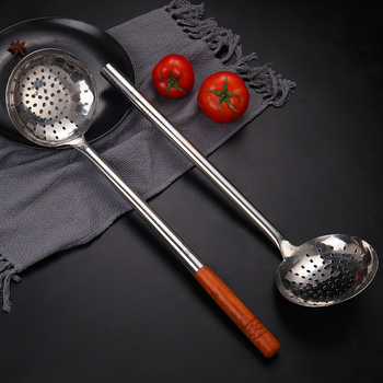 Oțel inoxidabil alimentar: lingură de gătit cu sită din plasă, lingură pentru tăiței, spatulă mare, lingură de filtrare, groasă și durabilă