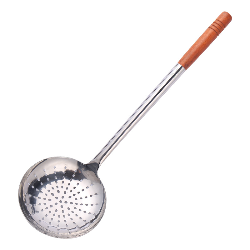Oțel inoxidabil alimentar: lingură de gătit cu sită din plasă, lingură pentru tăiței, spatulă mare, lingură de filtrare, groasă și durabilă