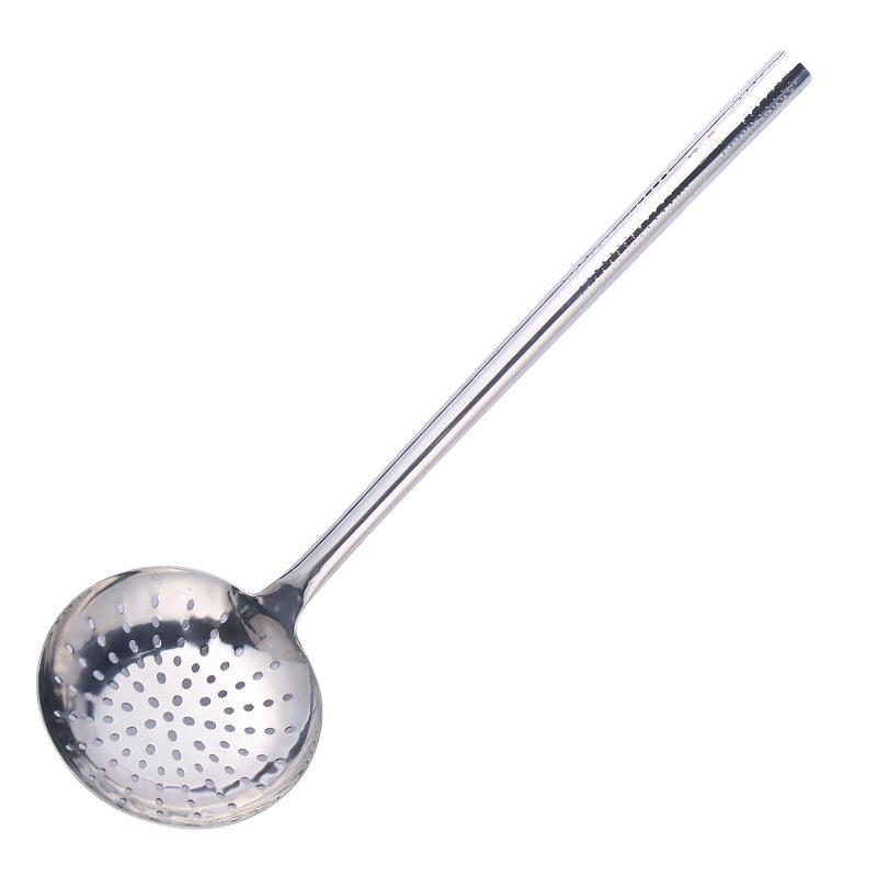 Oțel inoxidabil alimentar: lingură de gătit cu sită din plasă, lingură pentru tăiței, spatulă mare, lingură de filtrare, groasă și durabilă