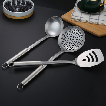 Set de spatule din oțel inoxidabil 430 – spatule pentru prăjit, lingură, strecurător mare, mâner gros, set complet