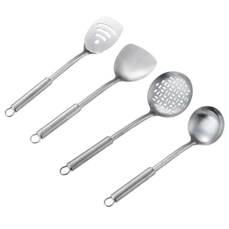 Set de spatule din oțel inoxidabil 430 – spatule pentru prăjit, lingură, strecurător mare, mâner gros, set complet