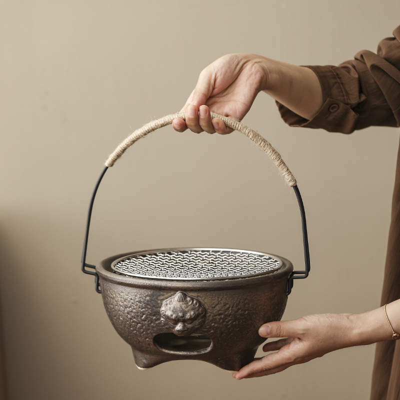 Set ceramic de ceainic pentru fierbere pe foc deschis, în uz casnic și în aer liber, cu mâner