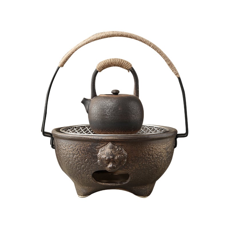 Set ceramic de ceainic pentru fierbere pe foc deschis, în uz casnic și în aer liber, cu mâner