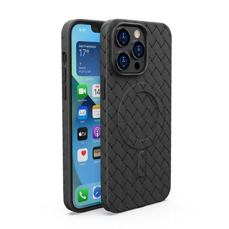 Λεπτή TPU θήκη iPhone με διαχείριση θερμότητας, υφαντή υφή, μαγνητική προσάρτηση, προστασία από πτώσεις