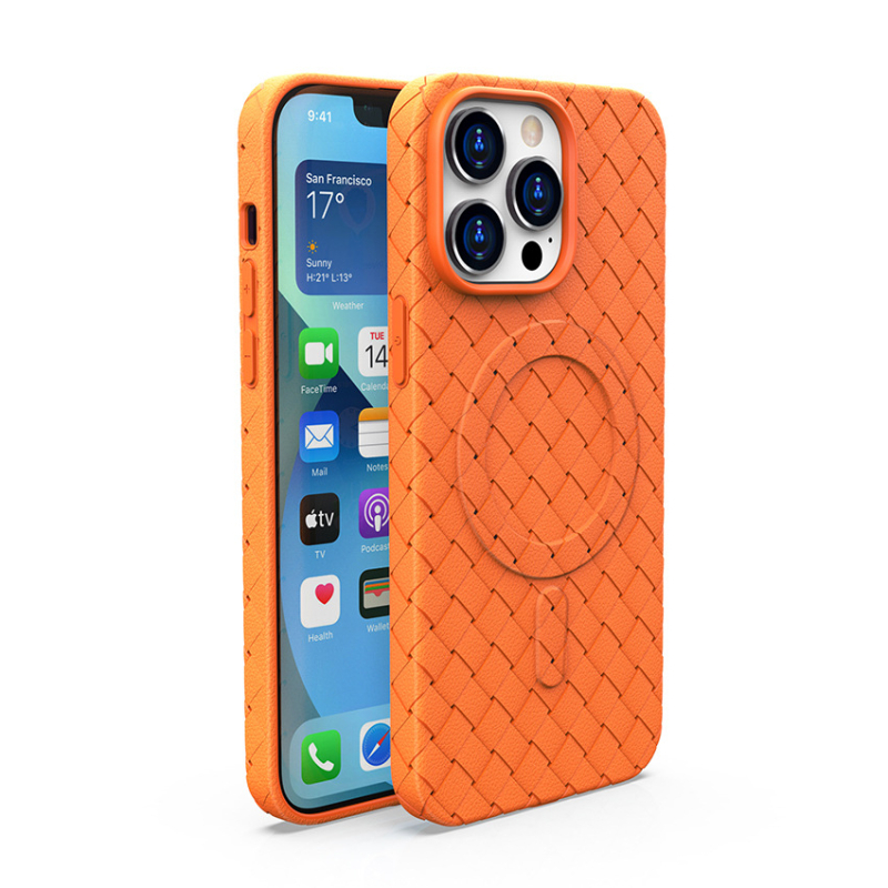 Λεπτή TPU θήκη iPhone με διαχείριση θερμότητας, υφαντή υφή, μαγνητική προσάρτηση, προστασία από πτώσεις