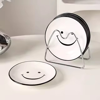 Farfurie ceramică cu față zâmbitoare pentru oase, farfurie rotundă pentru gustări și prăjituri
