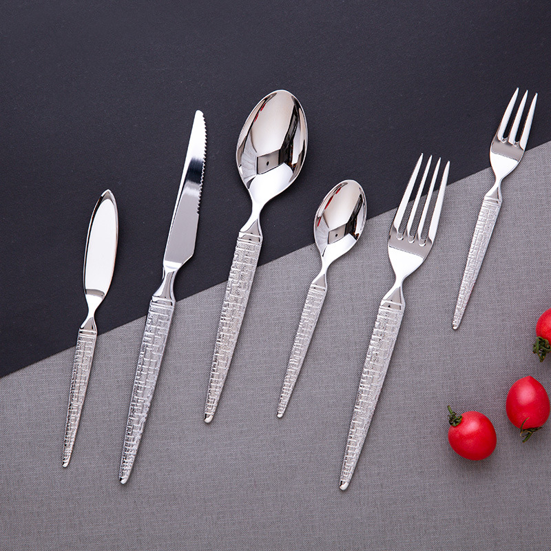 Set tacâmuri din oțel inoxidabil 304, model șarpe, tacâmuri occidentale: cuțit și furculiță, linguri, inclus cuțit și furcă pentru steak, linguriță de cafea și lingură de masă