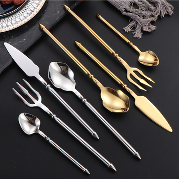 Set tacâmuri din oțel inoxidabil 304, stil european: cuțit, furculiță, lingură, lingură de desert îngroșată – set cuțit și furculiță pentru fripturi