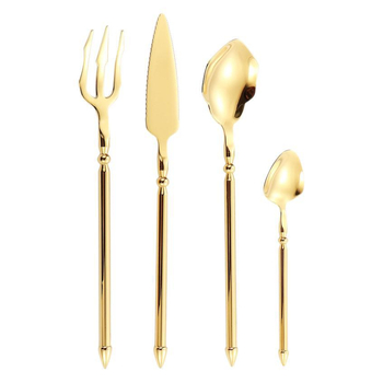 Set tacâmuri din oțel inoxidabil 304, stil european: cuțit, furculiță, lingură, lingură de desert îngroșată – set cuțit și furculiță pentru fripturi