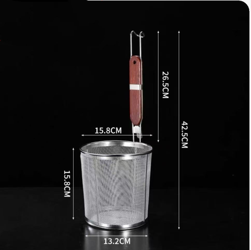 Colander din oțel inoxidabil pentru Malatang, coș pentru tăiței, filtru, coș de ulei, mâner anti-derapare, cârlige duble, rezistent la căldură
