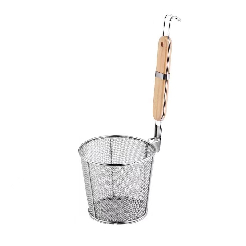 Colander din oțel inoxidabil pentru Malatang, coș pentru tăiței, filtru, coș de ulei, mâner anti-derapare, cârlige duble, rezistent la căldură