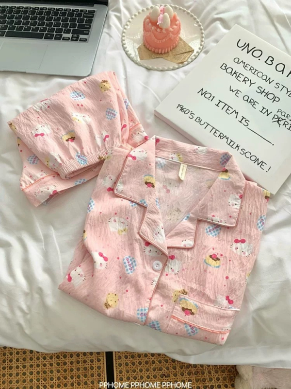 Dječji ljetni pidžama set – Cloud Cotton, 100% poliester, kratki rukavi, tanki materijal