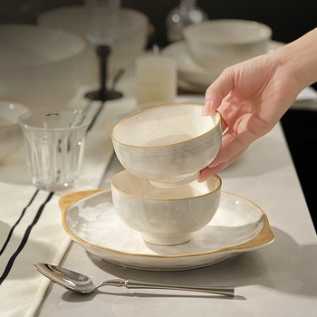 Set de boluri și farfurii cu underglaze color, model 2026, pentru uz casnic, porțelan ceramic cu estetică înaltă, ideal pentru casa nouă