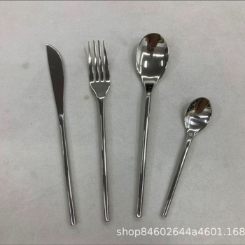Set de tacâmuri occidentale din oțel inoxidabil 304, simplu și durabil, mâner subțire: cuțit, furculiță și lingură