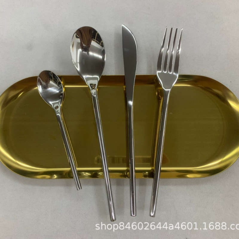 Set de tacâmuri occidentale din oțel inoxidabil 304, simplu și durabil, mâner subțire: cuțit, furculiță și lingură