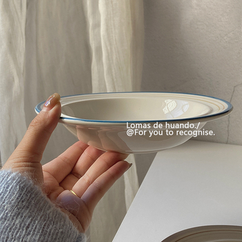 Vas de porțelan pentru mic dejun și desert, stil francez, colorare sub glazură, design retro pentru înghețată