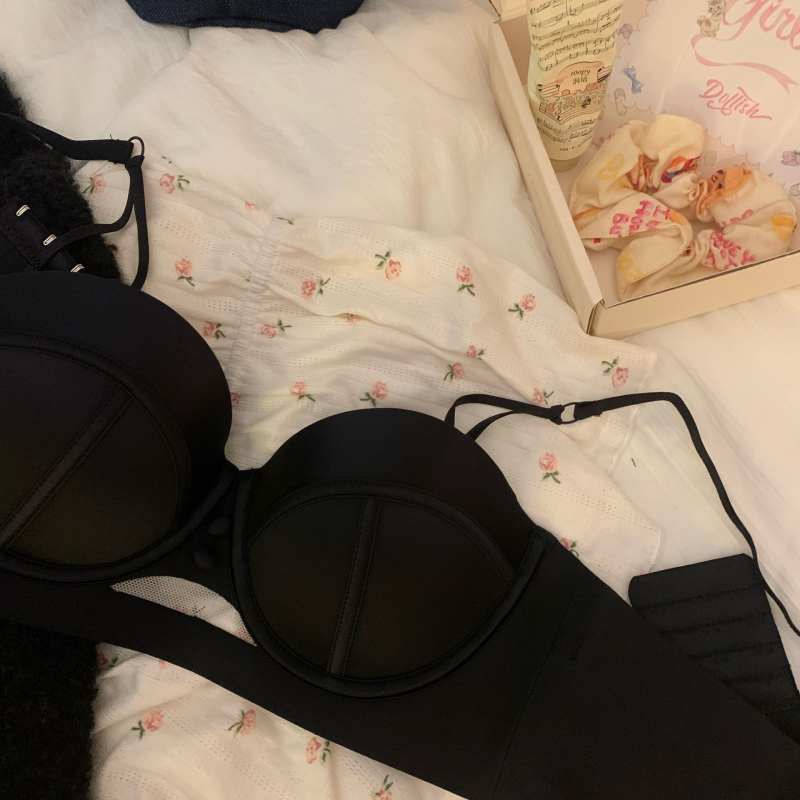 Seksi satenski grudnjak bez naramenica s polukošarima, bez žice, podizanje i protuklizni dizajn