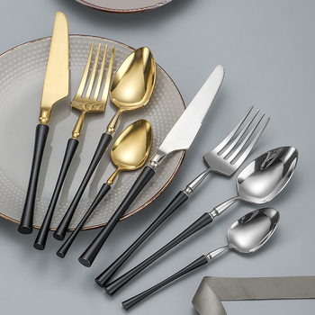 Set tacâmuri din oțel inoxidabil, cuțit, furculiță și lingură, design subțire la talie, pentru casă, hotel și restaurant.