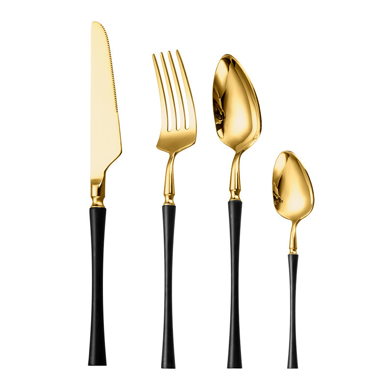Set tacâmuri din oțel inoxidabil, cuțit, furculiță și lingură, design subțire la talie, pentru casă, hotel și restaurant.