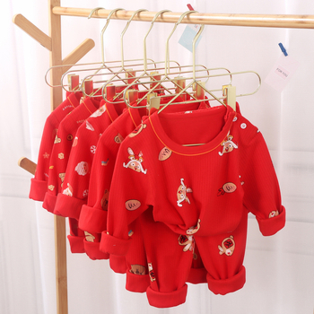 Set de pijamale pentru copii în anul zodiacal, 12 ani, top și pantaloni de toamnă, bumbac 100%, antibacterian