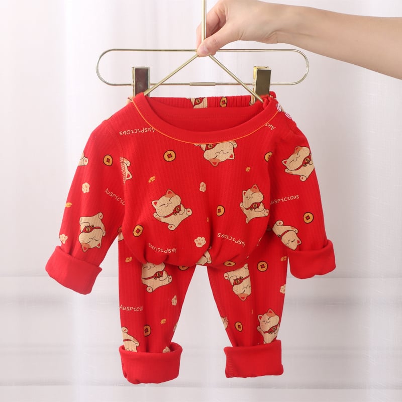 Set de pijamale pentru copii în anul zodiacal, 12 ani, top și pantaloni de toamnă, bumbac 100%, antibacterian