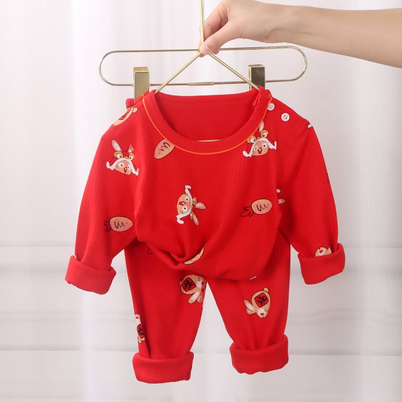 Set de pijamale pentru copii în anul zodiacal, 12 ani, top și pantaloni de toamnă, bumbac 100%, antibacterian