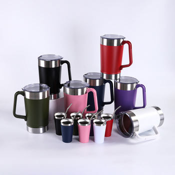 Cană din oțel inoxidabil pentru mașină, 1900 ml, mâner vid, ceașcă de cafea cu pereți dubli – set termos