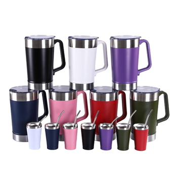 Cană din oțel inoxidabil pentru mașină, 1900 ml, mâner vid, ceașcă de cafea cu pereți dubli – set termos