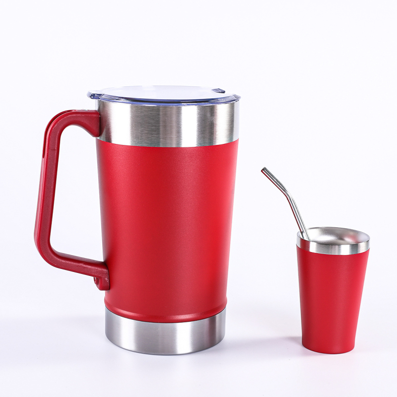 Cană din oțel inoxidabil pentru mașină, 1900 ml, mâner vid, ceașcă de cafea cu pereți dubli – set termos