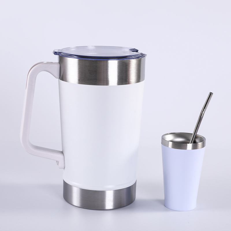 Cană din oțel inoxidabil pentru mașină, 1900 ml, mâner vid, ceașcă de cafea cu pereți dubli – set termos