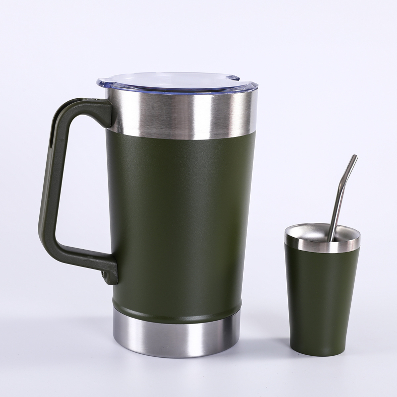 Cană din oțel inoxidabil pentru mașină, 1900 ml, mâner vid, ceașcă de cafea cu pereți dubli – set termos
