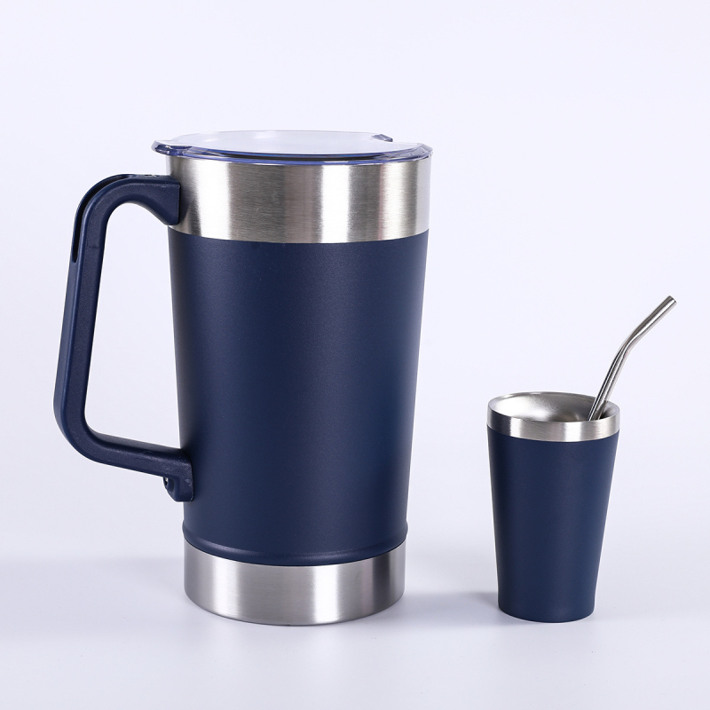 Cană din oțel inoxidabil pentru mașină, 1900 ml, mâner vid, ceașcă de cafea cu pereți dubli – set termos