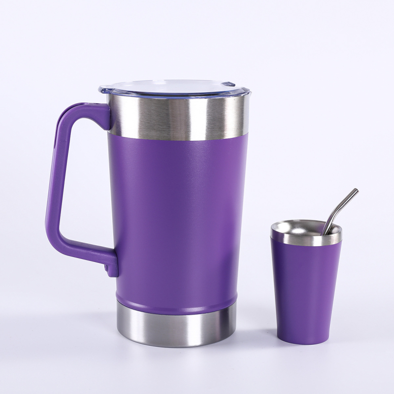 Cană din oțel inoxidabil pentru mașină, 1900 ml, mâner vid, ceașcă de cafea cu pereți dubli – set termos