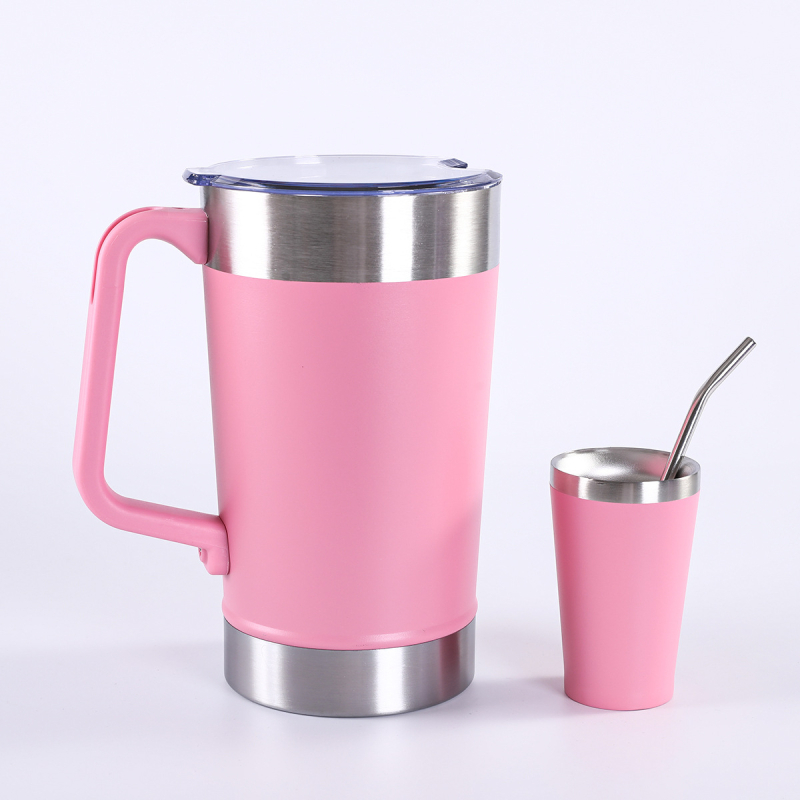 Cană din oțel inoxidabil pentru mașină, 1900 ml, mâner vid, ceașcă de cafea cu pereți dubli – set termos