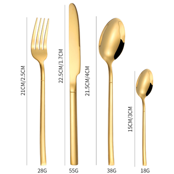 Set de tacâm din oțel inoxidabil, 6 piese: cuțit, furculiță și lingură, ambalare în pungă, lustruire oglindă, stil modern minimalist