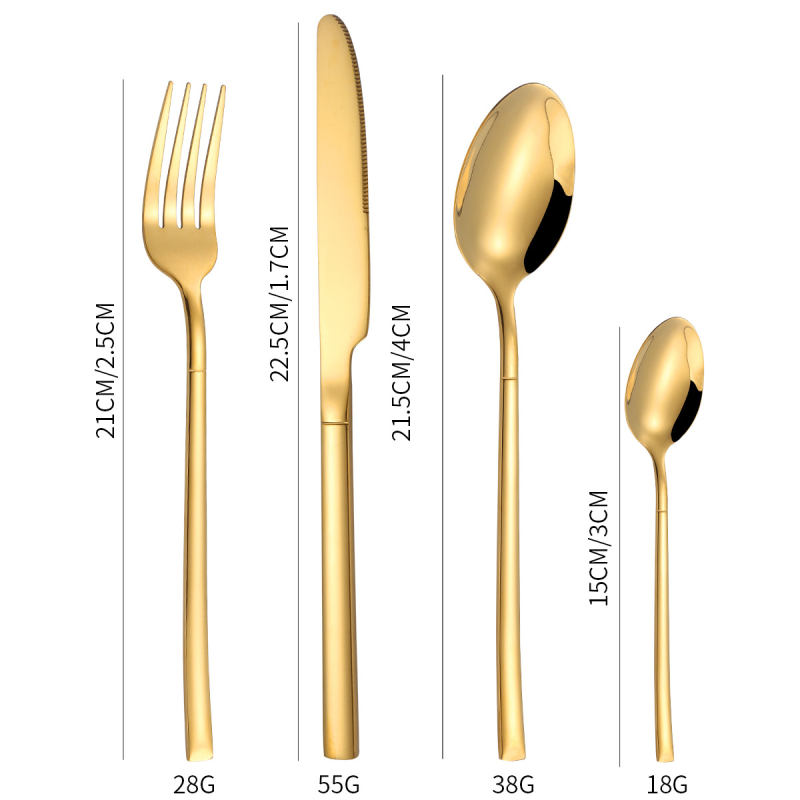 Set de tacâm din oțel inoxidabil, 6 piese: cuțit, furculiță și lingură, ambalare în pungă, lustruire oglindă, stil modern minimalist