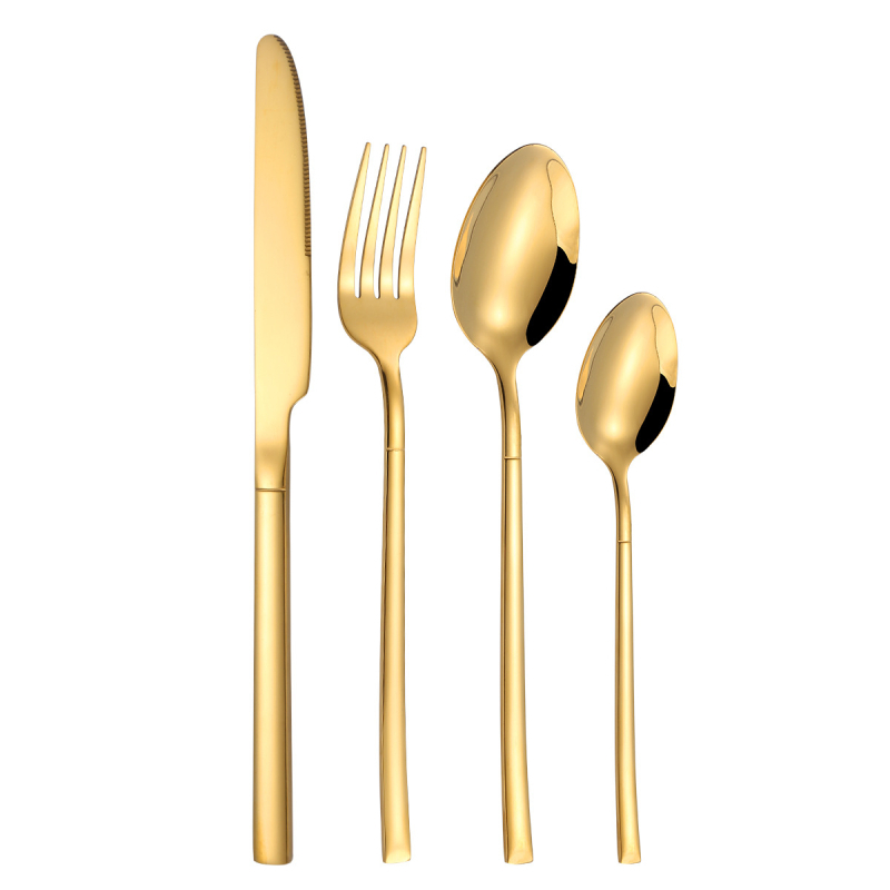 Set de tacâm din oțel inoxidabil, 6 piese: cuțit, furculiță și lingură, ambalare în pungă, lustruire oglindă, stil modern minimalist