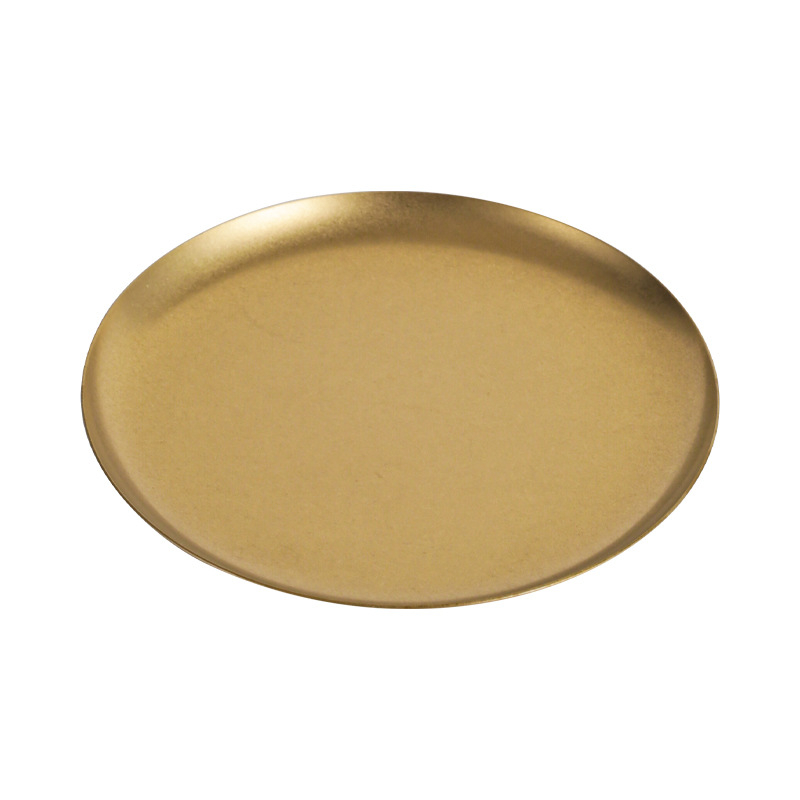 Farfurie rotundă din oțel inoxidabil 304, culoare snow-gold, stil industrial, lux ușor