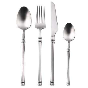Set de tacâmuri occidentale din oțel inoxidabil 304, Oriental Pearl — cuțit pentru steak, furculiță și lingură, cu mâner lung